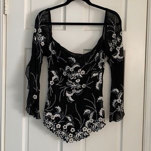 100% Silk Embroidered/Sequined and Beaded Blouse.